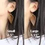 Genuine Leather Earrings Set Teardrop Petal Leaf Leather Dangle Earrings Leather Feather Drop Earring for Women Girls, S/M/L