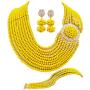 aczuv Crystal Royal Blue Beads Jewelry Set African Necklaces for Women Nigerian Wedding Jewelry Sets