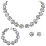 EVER FAITH Wedding Round Pave CZ Star Inspired Jewelry Set - Necklace Earrings Bracelet
