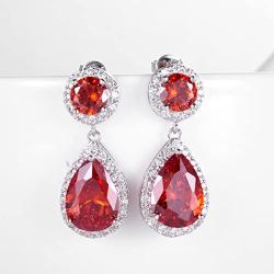 SELOVO Zircon Teardrop Tear Drop Dangle Earrings Jewelry Silver Tone