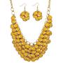 Palm Beach Jewelry Gold Tone Round Yellow Lucite, Drop Earring and Bib Necklace Set (65mm), Lobster Claw Clasp, 18 inches Plus 3 inch exten