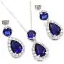 FC JORY Silver White Gold GP Multi-Color Crystal Teardrop Necklace Earrings Fashion Jewelry Sets Valentines Day Gifts