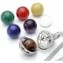 JOVIVI Chakra Necklace 16mm Natural Gemstones 7 Chakras Ball Stones Beads Hollow Flower Locket Pendant Reiki Healing Energy Beads 28'' Set w/Gift Box