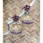 Aheli Tradional Oxidised Silver Antique Design Stone Studded Dangler Earrings for Women Girls