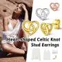 FaithHeart Irish Jewelry Celtic Knot Stud Earrings for Women Teen Girls Sterling Silver Charms Heart/Triangle/Star Accessories