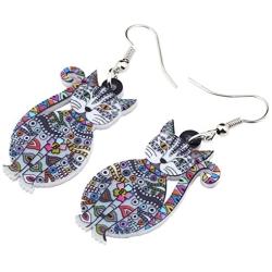 Acrylic Drop Dangle Cat Earrings Pets Novelty Funny Gift For Girl Kids Women By The Bonsny