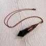 Bivei Retro Brass 12 Faceted Prism Chakra Necklace Witch Dowsing Pendulum Gemstone Quartz Point Top Healing Crystal Pendant Divination Reiki Antique Gift