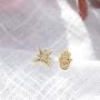 MYEARS Women CZ Stud Earrings Gold Diamond Cubic Zirconia Asymmetry 14K Gold Filled Tiny Boho Beach Simple Delicate Handmade Hypoallergenic Jewelry Gift