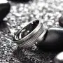 King Will Mens 4mm Stainless Steel Wedding Ring Sliver Steel Wire Inlay Domed Style High Polished