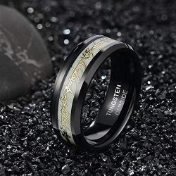 Frank S.Burton 6mm 8mm Celtic Tungsten Rings for Men Women Dragon Design Tungsten Carbide Wedding Band Comfort Fit Size 4-13
