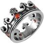 HZMAN Mens Vintage Biker Ruby Royal King Crown Ring Stainless Steel Silver Gold Cross Band