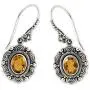 NOVICA Citrine .925 Sterling Silver Dangle Hook Earrings Balinese Sunflower