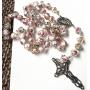 elegantmedical Handmade ROSE PINK Veluriyam BEADS GUADALUPE ROSARY & ITALY CROSS Catholic necklace
