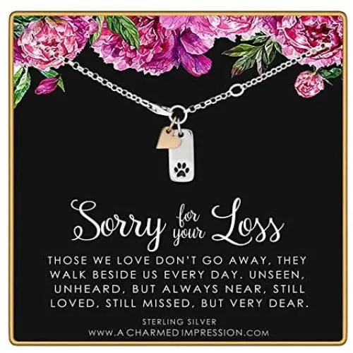 A Charmed Impression Pet Memorial Bracelet • Sorry for Your Loss - Pawprints on My Heart • Paw Print and Heart Charm Bracelet • Dog Cat Mom Gifts for Women Girls