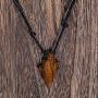 BlueRica Hand Carved Wood Arrowhead Pendant on Adjustable Black Rope Cord Necklace