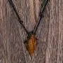 BlueRica Hand Carved Wood Arrowhead Pendant on Adjustable Black Rope Cord Necklace