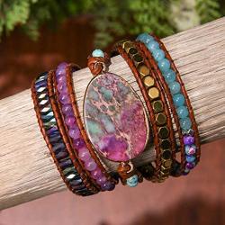YGLINE Natural Stone Bracelet 5 Wraps Bracelet Handmade Blue Color Boho Bracelet for Women Bracelet