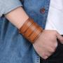 EVER FAITH Cool Hand Accessory 3 Layer Wide Belt Synthetic Leather Men Wristband Bracelet Unisex Couple