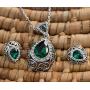 Leafael [Presented by Miss New York] Teardrop Filigree Vintage Style Jewelry Set Earrings Pendant Necklace Made with Premium Crystals, Silver-Tone, 18'' + 2'', Nickel/Lead Box