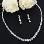EVER FAITH Wedding Bridal Round Prong Clear CZ Necklace Earrings Set Silver-Tone EVER FAITH Wedding Bridal Round Prong Clear CZ Necklace Earrings Set Silver-Tone