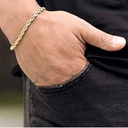 LIFETIME JEWELRY 6mm Rope Chain Bracelets for Women and Men 24k Real Gold Plated