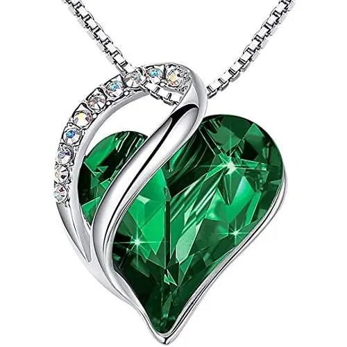 ALL BY MYSELF BLINGS Infinity Necklace Love Heart Pendant Birthstone Crystals Jewelry for Women, Mom, Girls Birthday Gifts