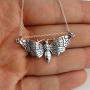 Sterling Silver Deaths Head Hawk Moth Pendant Necklace, 18'' Cable Chain