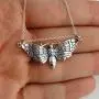 Sterling Silver Deaths Head Hawk Moth Pendant Necklace, 18'' Cable Chain Sterling Silver Deaths Head Hawk Moth Pendant Necklace, 18'' Cable Chain