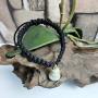 Genuine Gourd Stone Handmade White Green Jewelry Unisex Lucky Black Ribbon String Adjustable Pull Braided Shamballa Bracelet Bangle Gourd for Healing Good Luck and Happiness Wealth Tied Bracelet Fits All Men Women