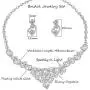LOYALLOOK Silver-Tone Crystal Heart Bridal Bridesmaid Rhinestone Necklace Set Bracelet Dangle Earrings Wedding Prom Jewelry Sets