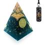 Orgone Pyramid Black Tourmaline Crystals Pendant - Raw Clear Quartz Crystals Point Protection Crystal Orgonite Pendant Magnetic Therapy Necklace - Tourmaline Crystal Pyramid for Protection Empath