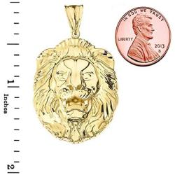 Bold 14k Yellow Gold Sparkle-Cut Lion Statement Pendant (3 Sizes)