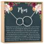 Mom Gift Necklace: Mother Daughter Jewelry, Thank You Mom, 2 Interlocking Circles (silver-plated-brass, NA)