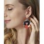 Hanpabum 16pairs African Women Earrings Ethnic Style Dorp Dangle Earring Round Natural Wooden Painted Jewelry