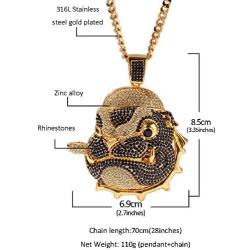 Moca Jewelry Iced Out PPUPY Pendant 18K Gold Plated Chain Bling CZ Simulated Diamond Hip Hop Necklace for Men Women