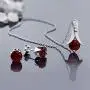 Gem Stone King 925 Sterling Silver Red Garnet Earring and Pendant Set For Women (2.25 Cttw, 6MM Each Garnet, With 18inches Silver Chain)