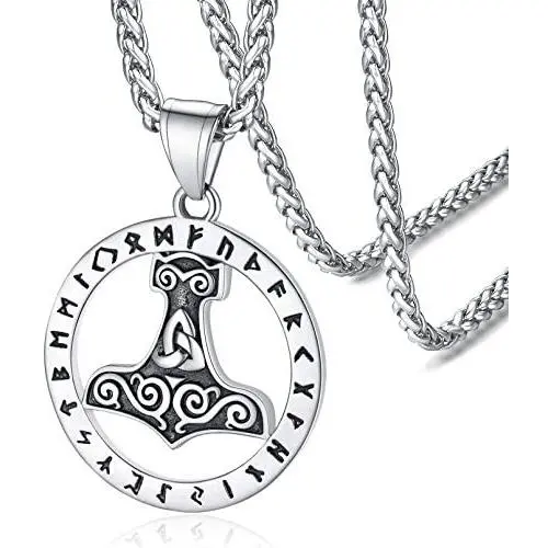 FaithHeart Norse Viking Runes Jewelry Thors Hammer/Nordic Compass/Odin/Raven Pendant Necklace for Men Women with Delicate Packaging FaithHeart Norse Viking Runes Jewelry Thors Hammer/Nordic Compass/Odin/Raven Pendant Necklace for Men Women with Delicate Packaging