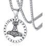 FaithHeart Norse Viking Runes Jewelry Thors Hammer/Nordic Compass/Odin/Raven Pendant Necklace for Men Women with Delicate Packaging