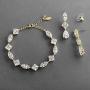 Mariell Gold Zirconia Crystal Wedding Bracelet and Earrings Set for Women, Jewelry for Bride, Bridesmaid