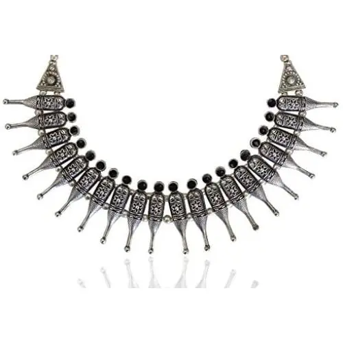 Sansar India Oxidized Kolhapuri Choker Indian Necklace Jewelry for Girls and Women