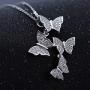 XINSHUN 925 Silver Long Zircon Butterfly Necklaces Pendant Fashion Sterling Silver Jewelry Statement Chain Necklace for Women Ladies Girls Gifts