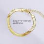 U/D Gold Plated Snake Chain Necklace Bracelet 5MM Flat Herringbone Choker Dainty Adjustable 16Inch Necklace for Women
