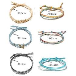 KWHY 18 Pieces Wave Bracelet Braided Rope Bracelet SetHandmade Adjustable Friendship Bohemian Bracelet Handcrafted Jewelry for Women Girl