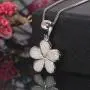 CiNily Opal Leaf/Flower Pendant Necklace for Women Silver Plated Jewelry Gift CiNily Opal Leaf/Flower Pendant Necklace for Women Silver Plated Jewelry Gift