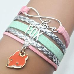 HCChanshi Fox Bracelet Jewelry Infinity Love Fox Gifts Fox Jewelry Bracelet Gifts for Girls, Women, Men, Fox Valentine Gifts Fox Themed Gifts Fox Wedding Gifts