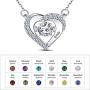 YINSHIFU Personalized Name Necklace 925 Sterling Silver Beating Heart Pendant with Simulated Birthstone Promise Necklace Forever Love Jewelry Gift for Women