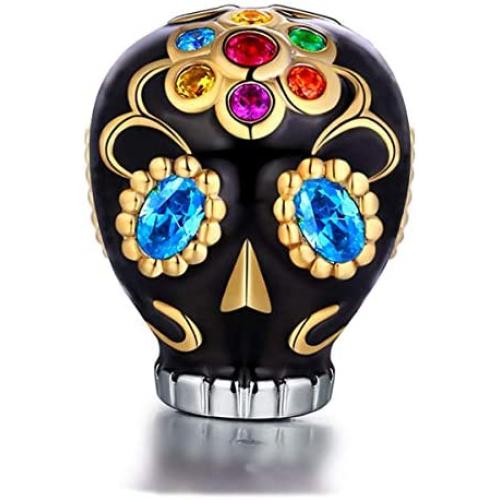 FOREVER QUEEN Halloween Skull Pumpkin Charms 925 Sterling Silver, The Light of Halloween Christmas Charms for Bracelet Necklace Best Halloween Jewelry Gifts for Women