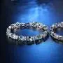 CiNily Created Blue White Fire Opal/Mystic Clear Crystal Bracelets for Women 18K White Gold Plated Big Round or Oval Shape Gems Bracelet Jewelry Gifts CiNily Created Blue White Fire Opal/Mystic Clear Crystal Bracelets for Women 18K White Gold Plated Big Round or Oval Shape Gems Bracelet Jewelry Gifts