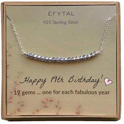 EFYTAL 19th Birthday Gifts for Women, Girls Sterling Silver Necklace For Her, 19 beads for 19 Year Old Girl, Jewelry Gift Idea
