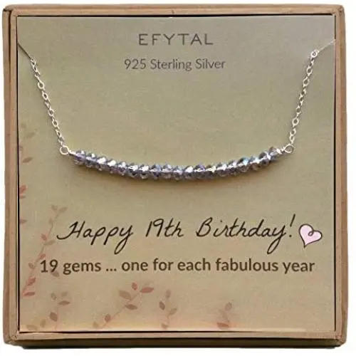 EFYTAL 19th Birthday Gifts for Women, Girls Sterling Silver Necklace For Her, 19 beads for 19 Year Old Girl, Jewelry Gift Idea EFYTAL 19th Birthday Gifts for Women, Girls Sterling Silver Necklace For Her, 19 beads for 19 Year Old Girl, Jewelry Gift Idea